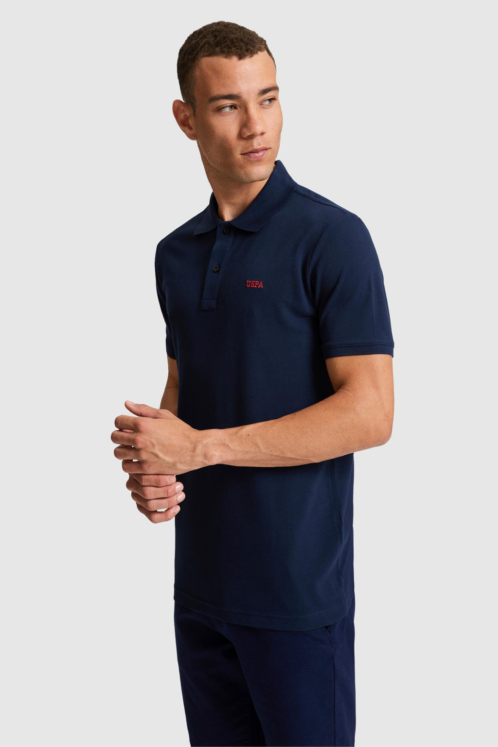 Erkek Regular Fit Polo Yaka Lacivert Basic Ti__rt