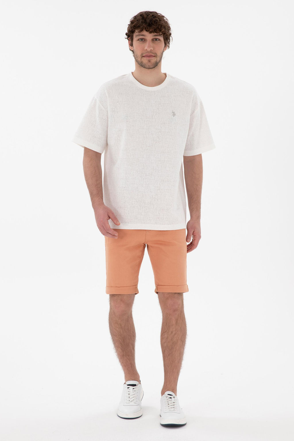 Erkek Comfort Fit Bisiklet Yaka Ekru Jakarl_ _nterlok Ti__rt Sepette S_rpriz _ndirim - U.s. polo assn фото 4