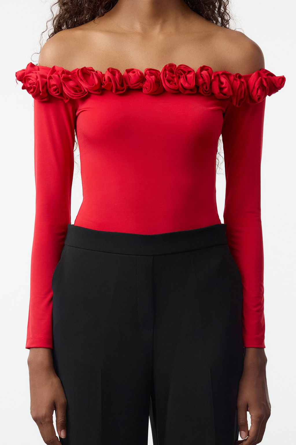 Trendyolmilla K?rm?z? Gul Detayl? Orme Body TPRAW25BD00015  фото 3