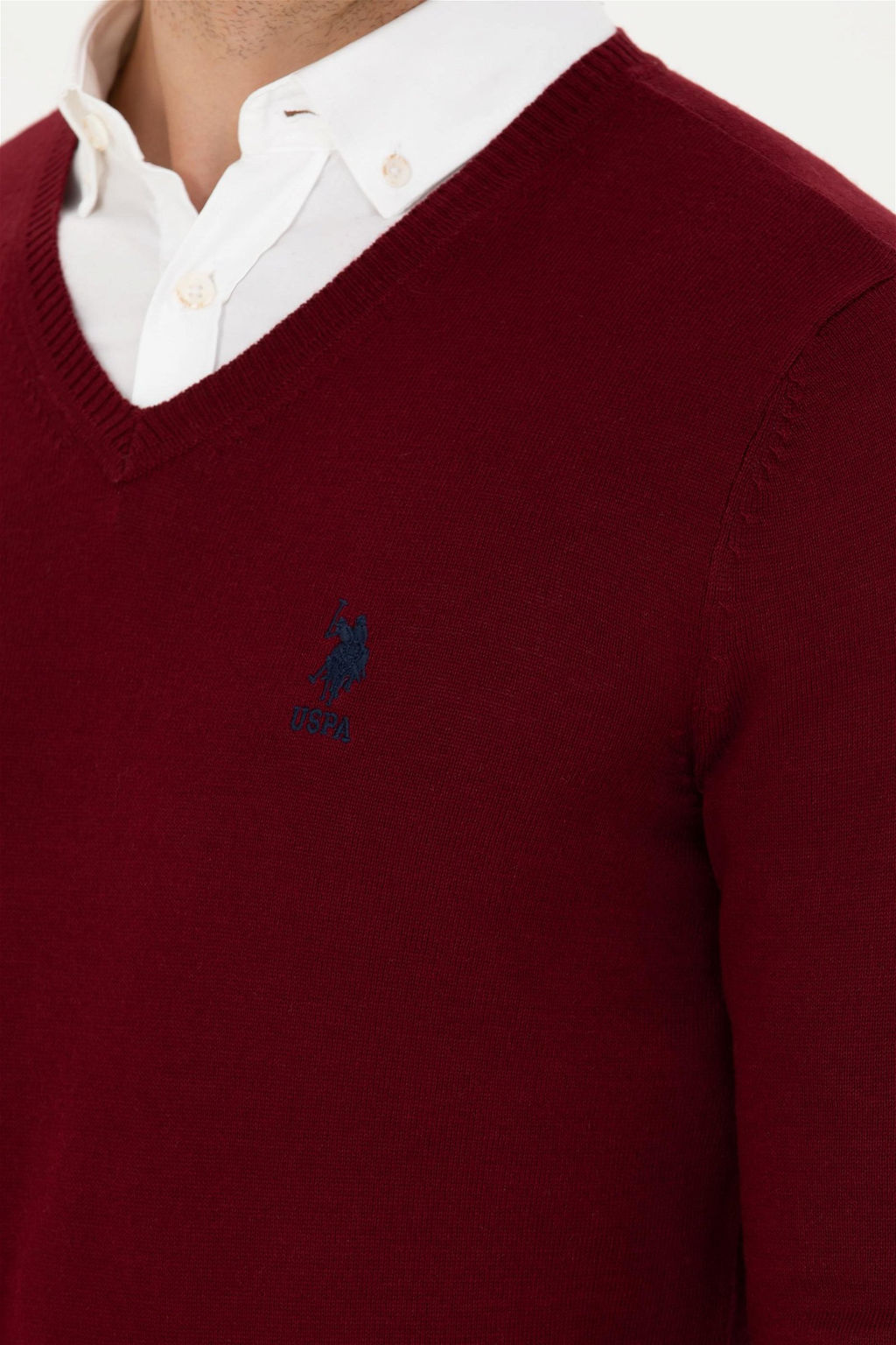 U. S. Polo Assn / Мужской бордово-красный базовый свитер - U.s. polo assn фото 7