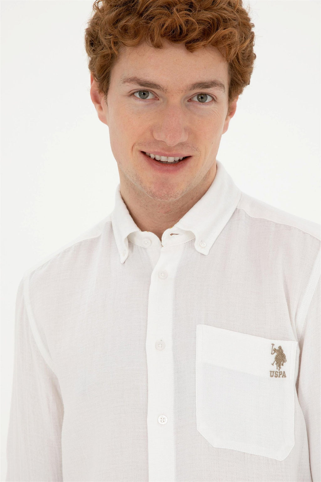 Мужская белая рубашка с длинным рукавом Неожиданная скидка в корзине - U.s. polo assn фото 2