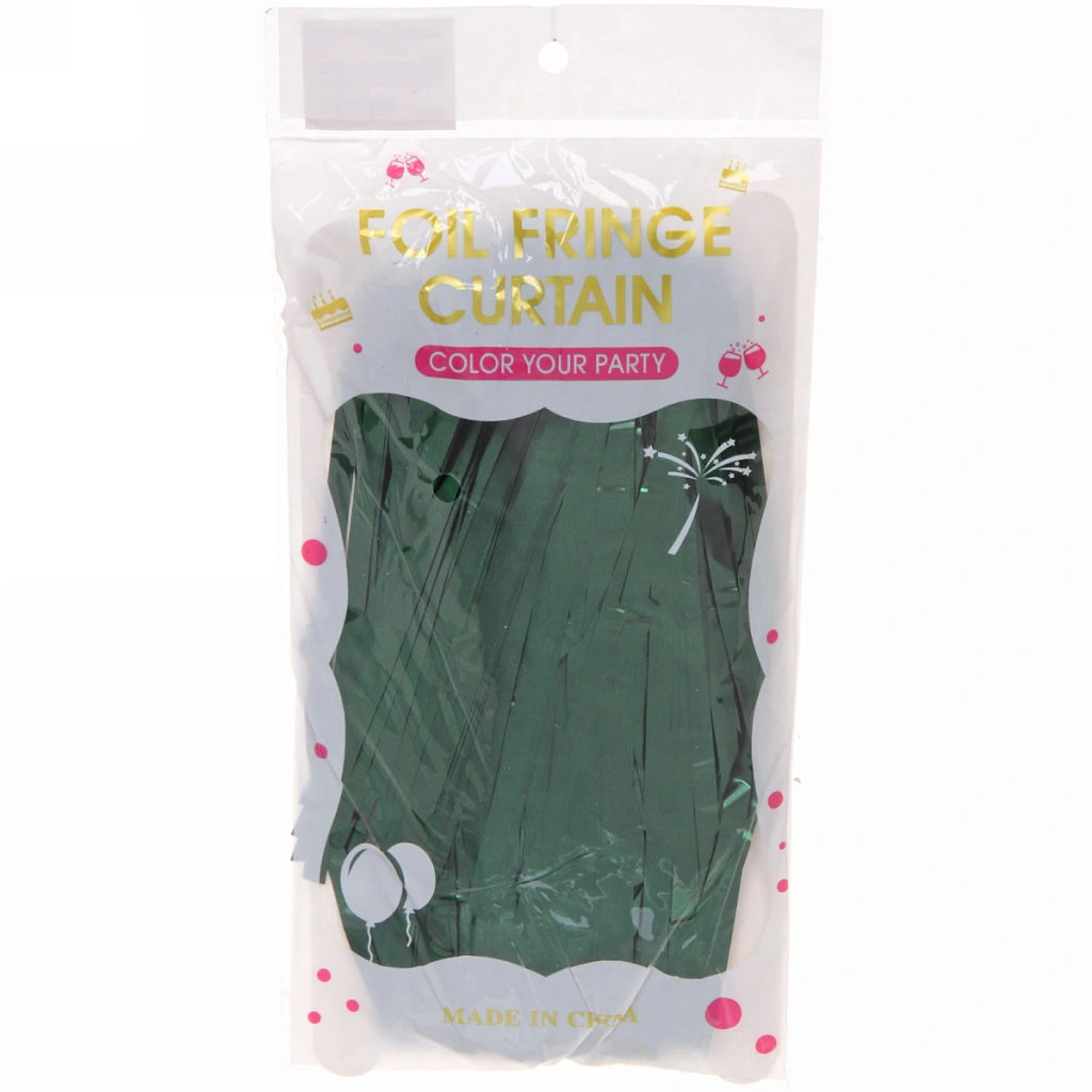 Цена за 2 шт. Занавес фольгированный "Дождь" ш1м, в2м (матовый), Зеленый