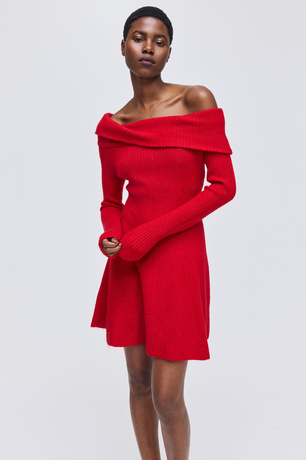 Vestido off-the-shoulder en punto de canal? - H&m фото 5