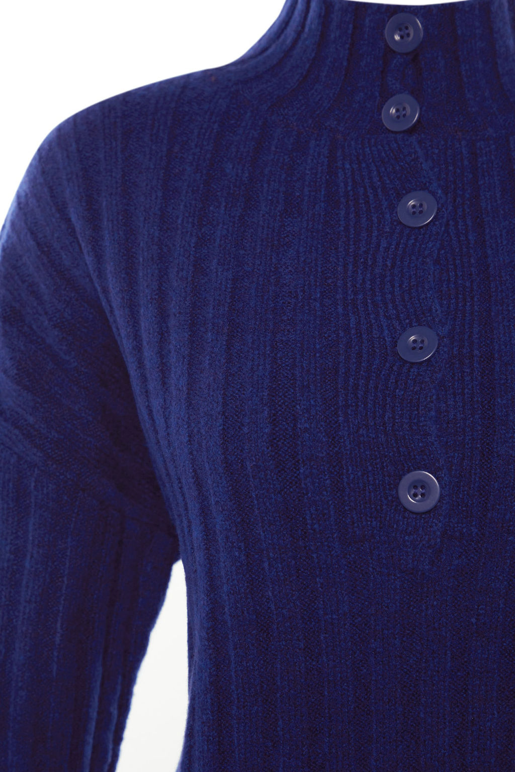 Lacivert Genis Kal?p Yumusak Dokulu Dik Yaka Triko Kazak TWOAW21KZ0783