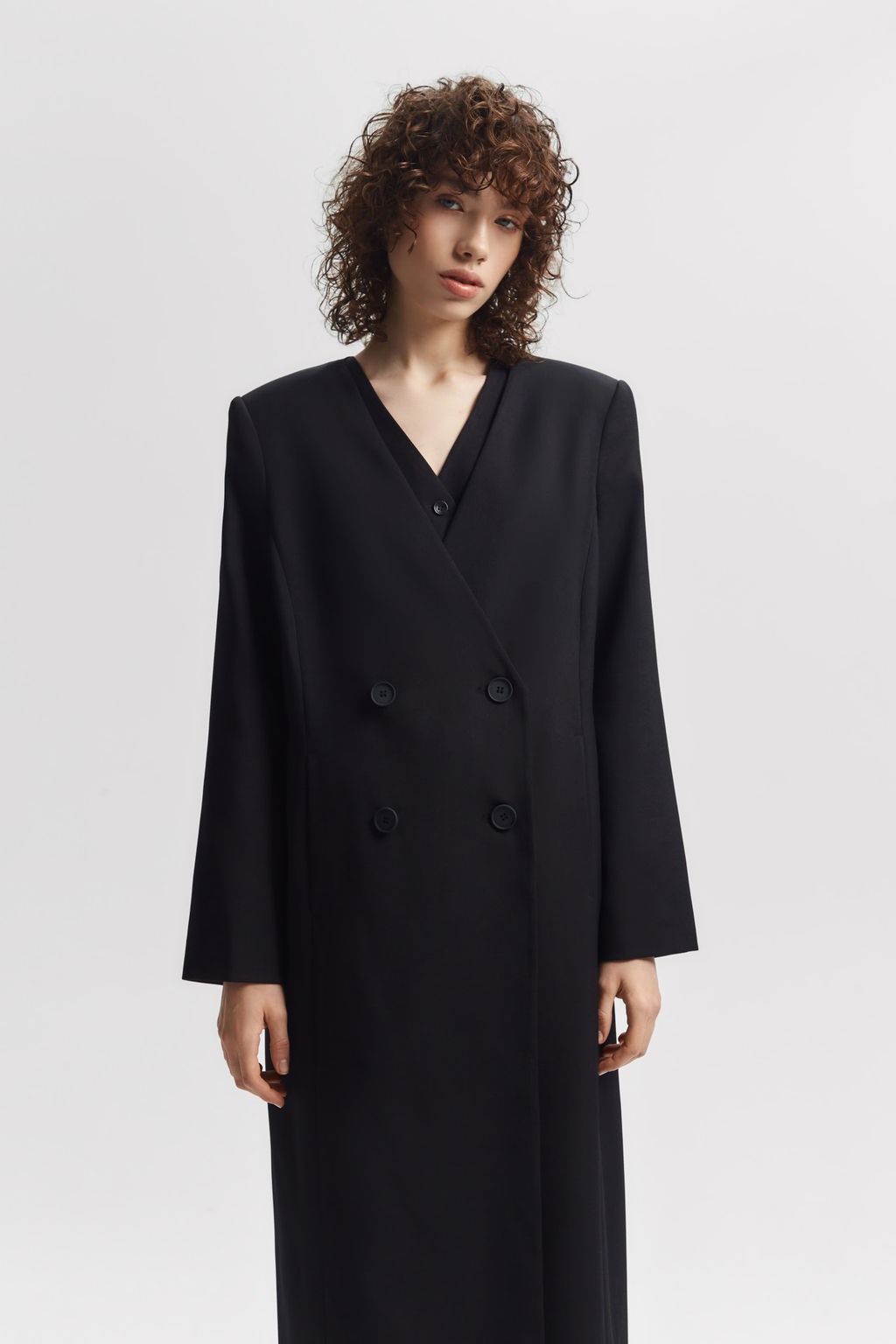 Плащ двубортный без воротника - Mollis фото 5