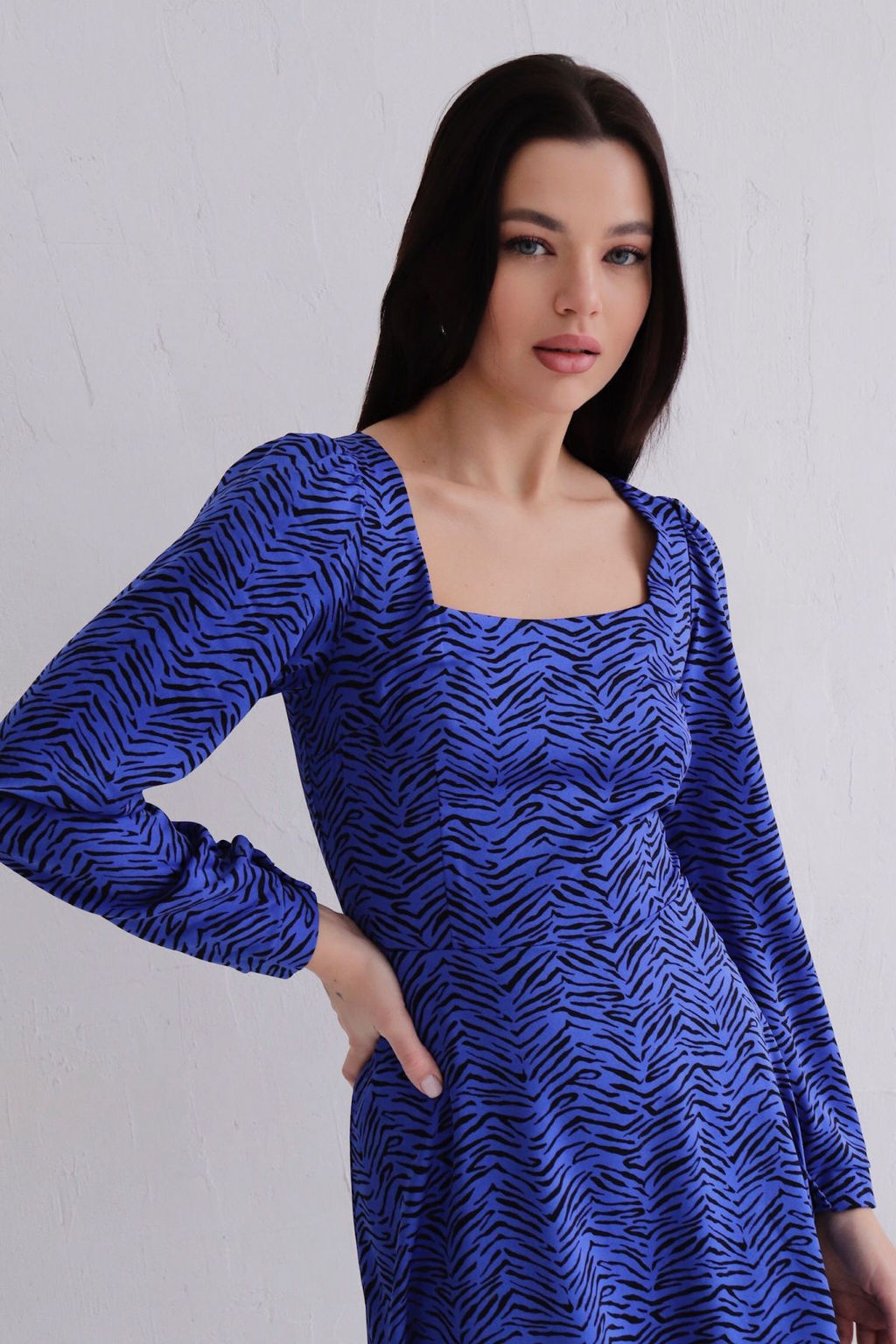 Платье с вырезом каре синее - Martichelli фото 15