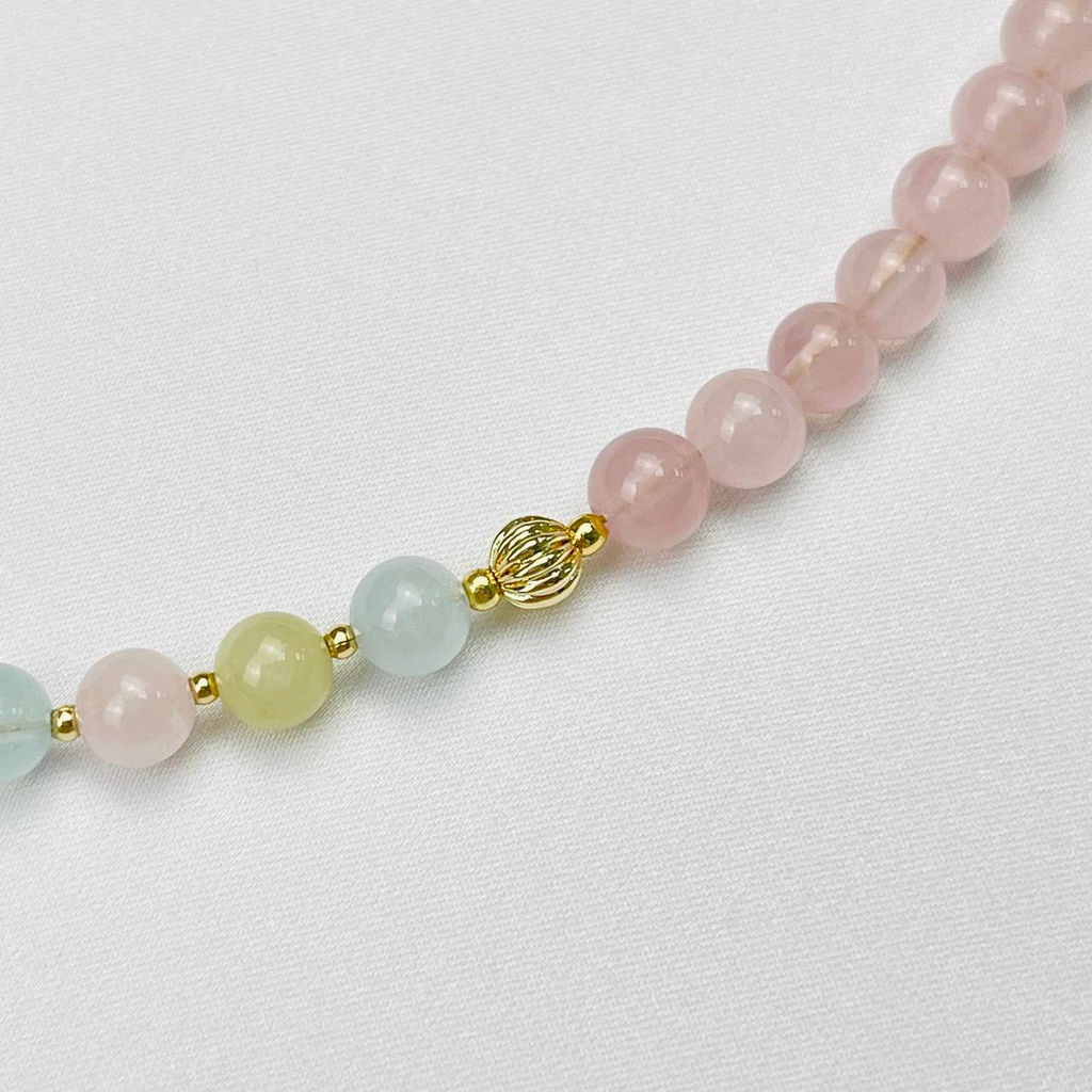 Колье из мадагаскарского Розового кварца и Берилла 43 см +