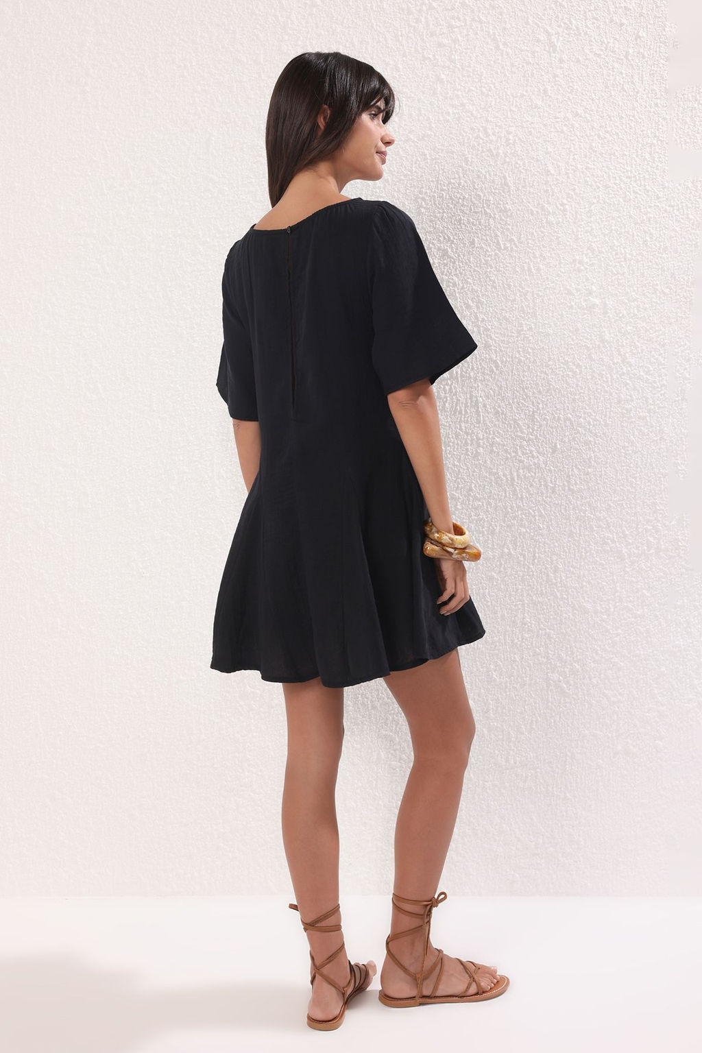 Trendyolmilla Siyah Muslin 100% Pamuk Plaj Elbise TBESS25EL00135 фото 10