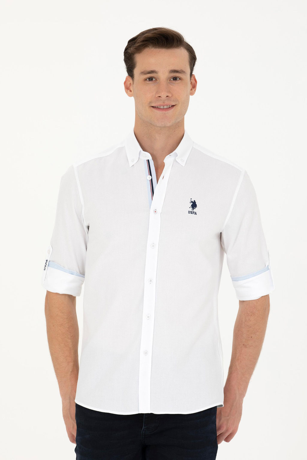 U. S. Polo Assn / Мужская белая рубашка с длинным рукавом - U.s. polo assn фото 17