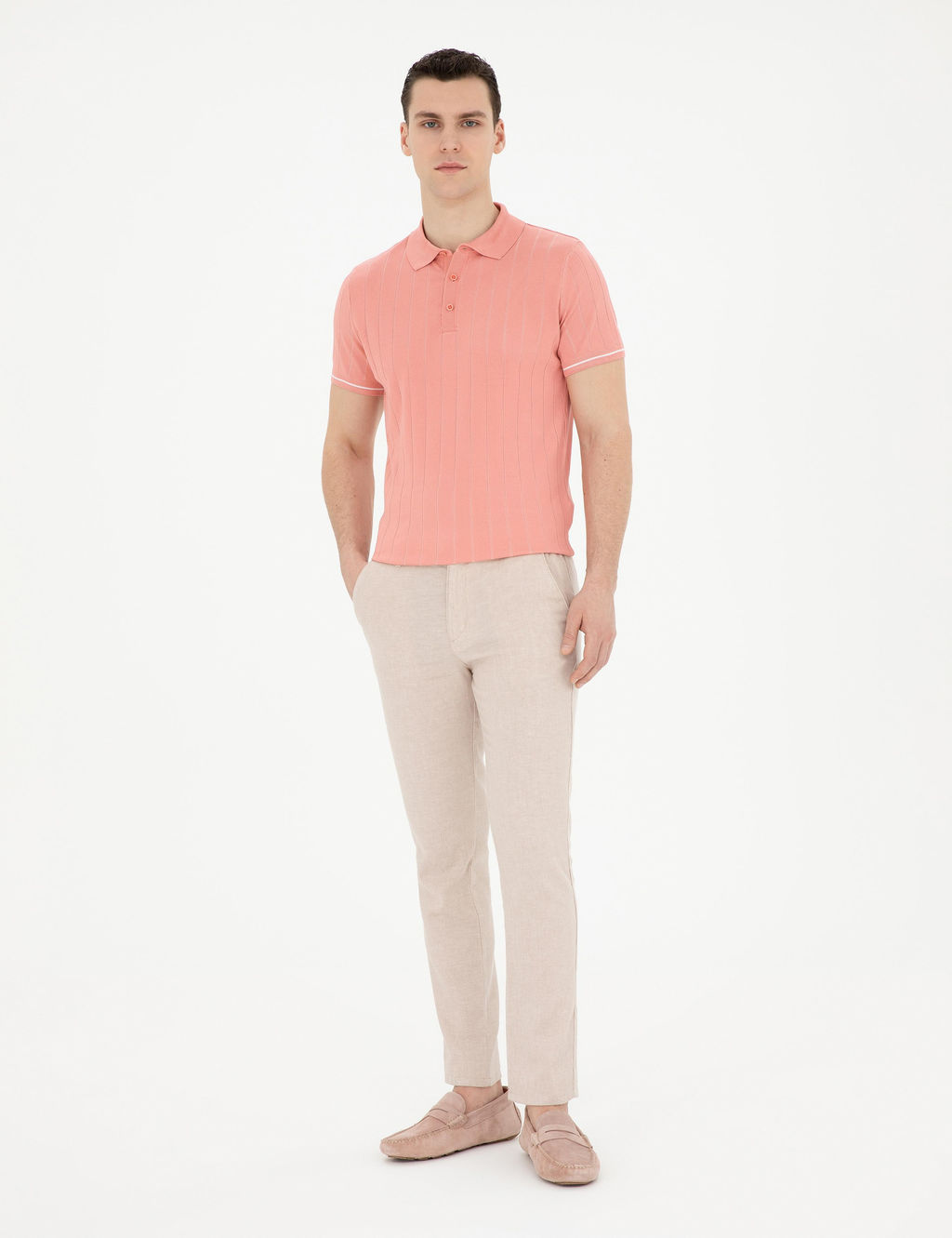 K_rm_z_ Slim Fit D__meli Polo Yaka Triko Ti__rt