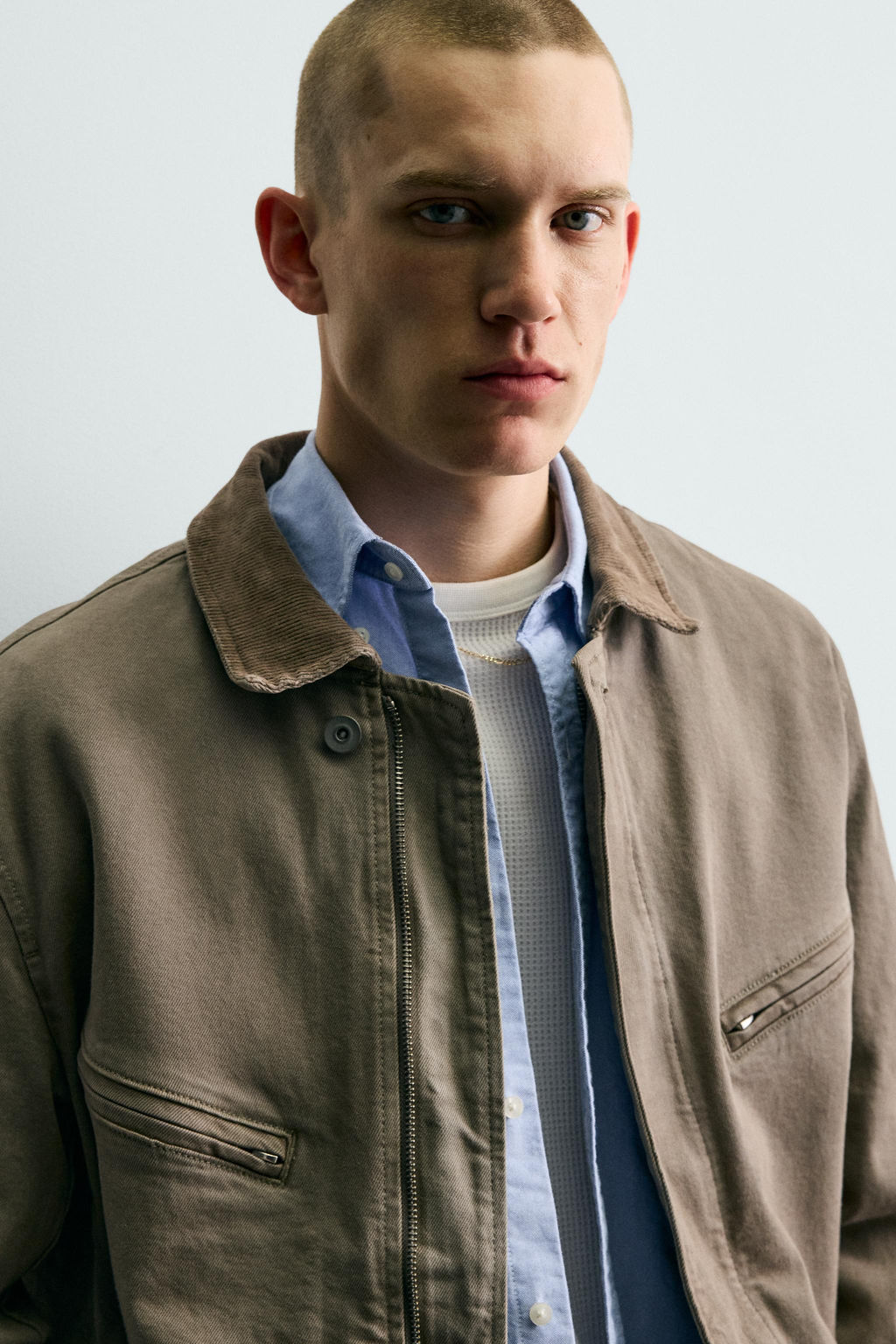 CAZADORA CROPPED FIT CUELLO PANA / Khaki - Zara фото 5