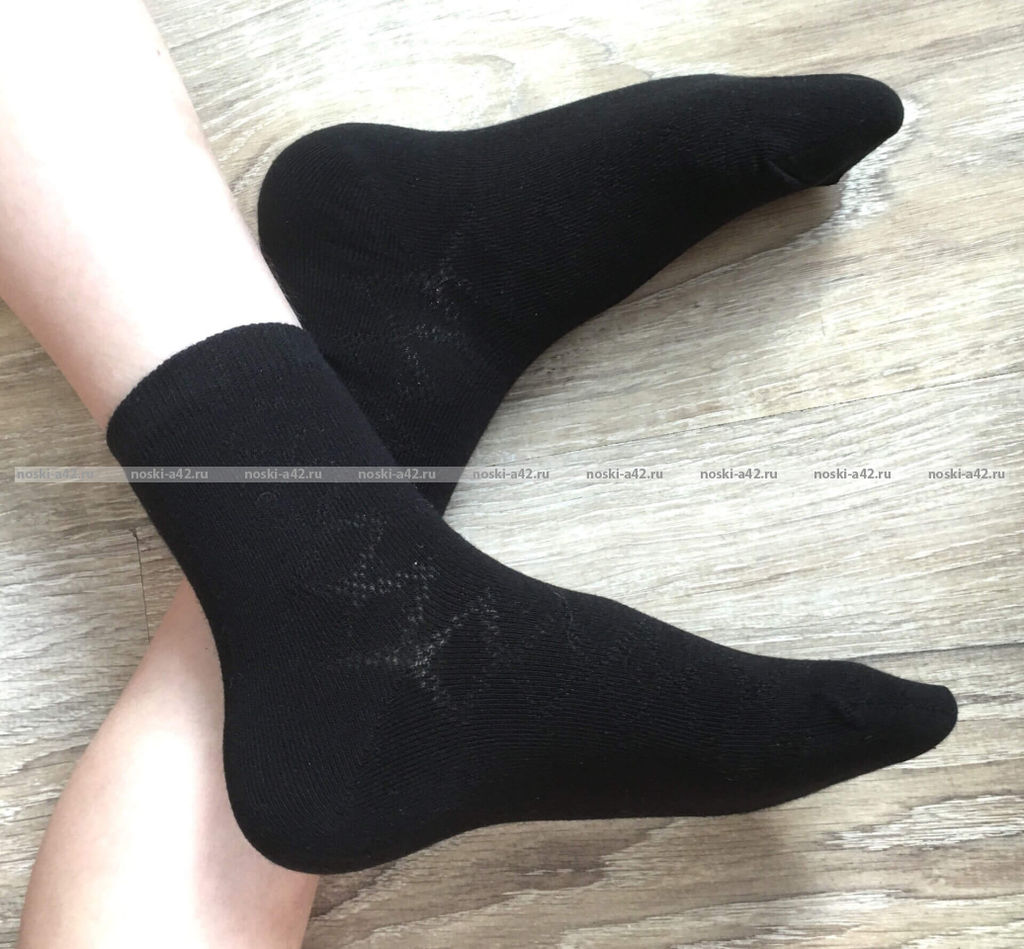 Цена за 5 пар. 5 ПАР - ЮстаТекс носки подростковые 1с8 (3с35) хлопок с лайкрой черные - 5 пар
