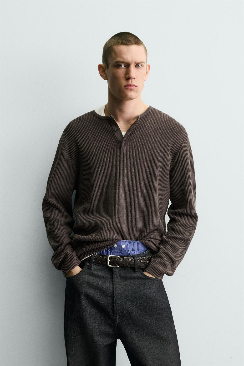 HENLEY NECK TEXTURED JUMPER - Zara фото 10