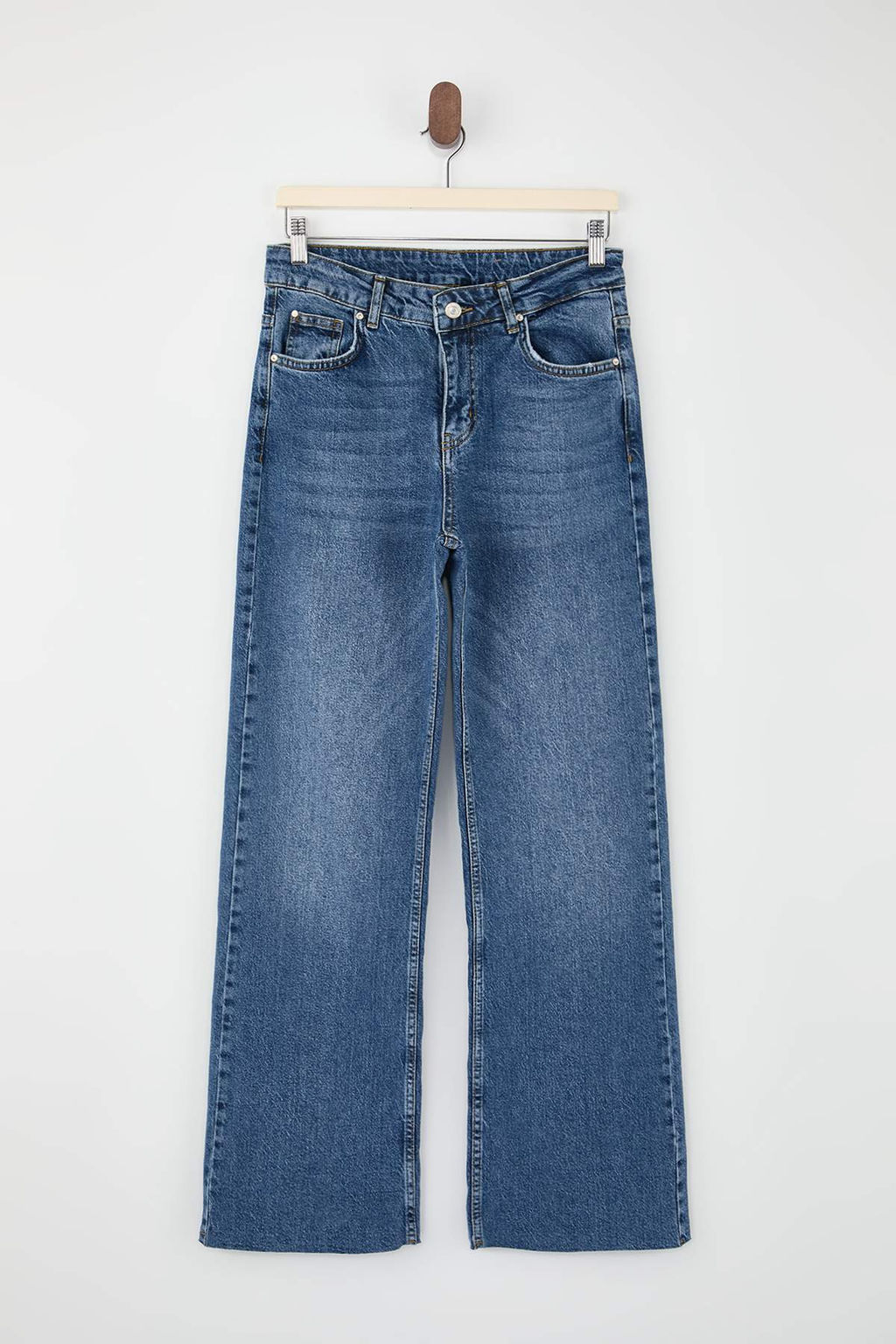 Gri Yuksek Bel Az Esnek Wide Leg Uzun Boy Jeans TWOSS26JE00119 - Trendyolmilla фото 3