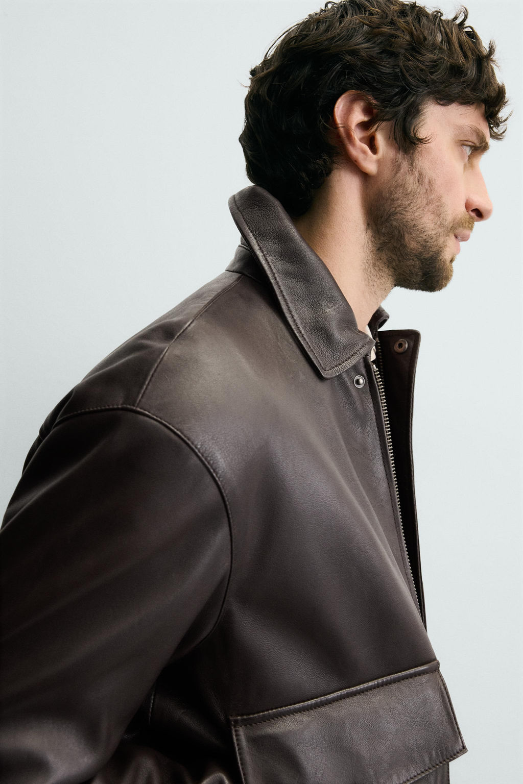 RELAXED FIT LEATHER JACKET - Zara фото 5