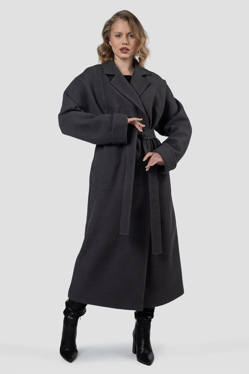 01-12215 Пальто женское демисезонное (пояс) - El podio фото 4