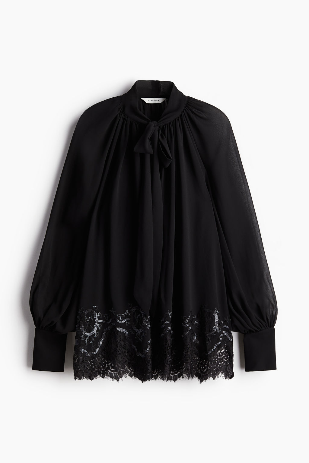 Blusa de gasa con lazada y lentejuelas - H&m фото 6