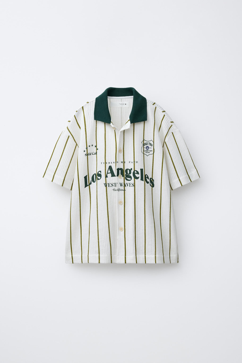 CAMISA PUNTO RAYAS TEXTO / Raya verde