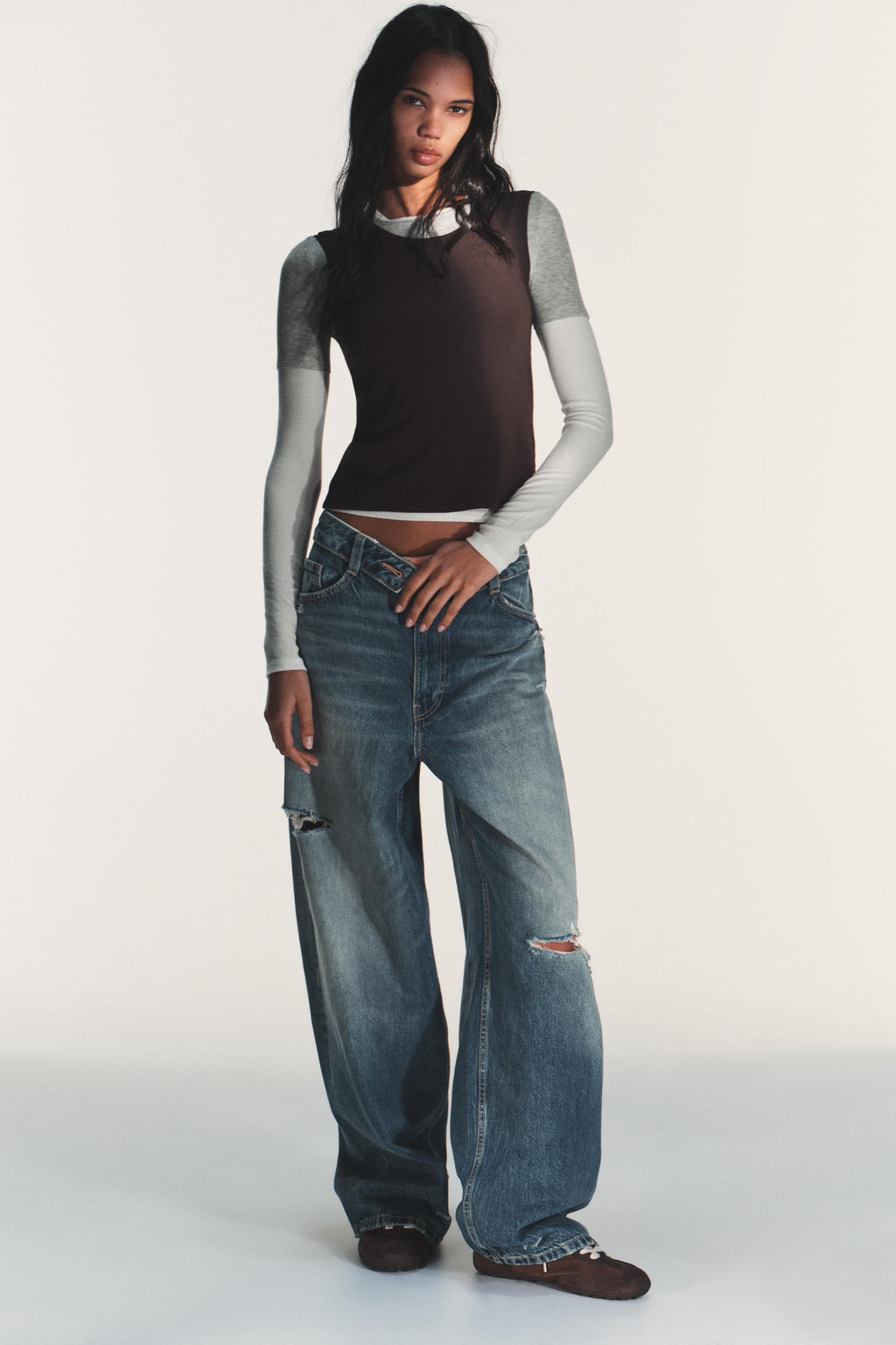 TRIPLE EFFECT LONG SLEEVE T-SHIRT - Zara фото 8