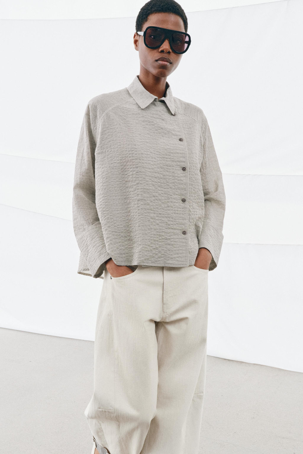 CAMISA ASIM?TRICA BOTONES ZW COLLECTION / Negro / Blanco - Zara фото 9