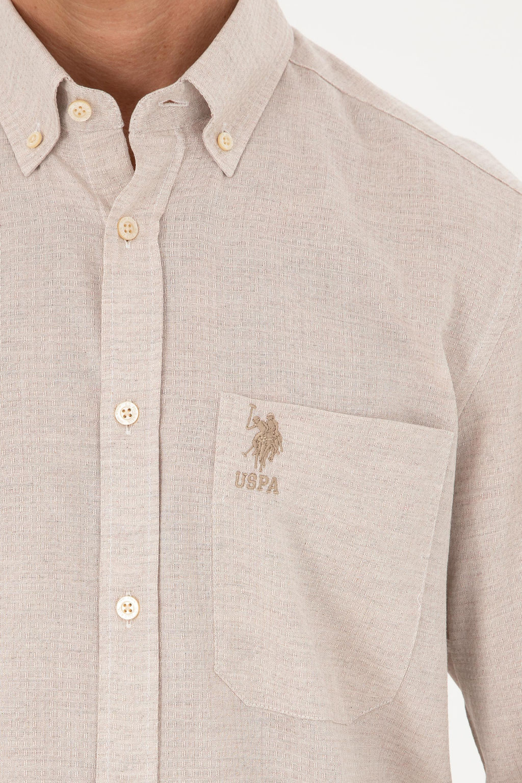 U. S. Polo Assn / Мужская рубашка с длинным рукавом цвета экрю - U.s. polo assn фото 14