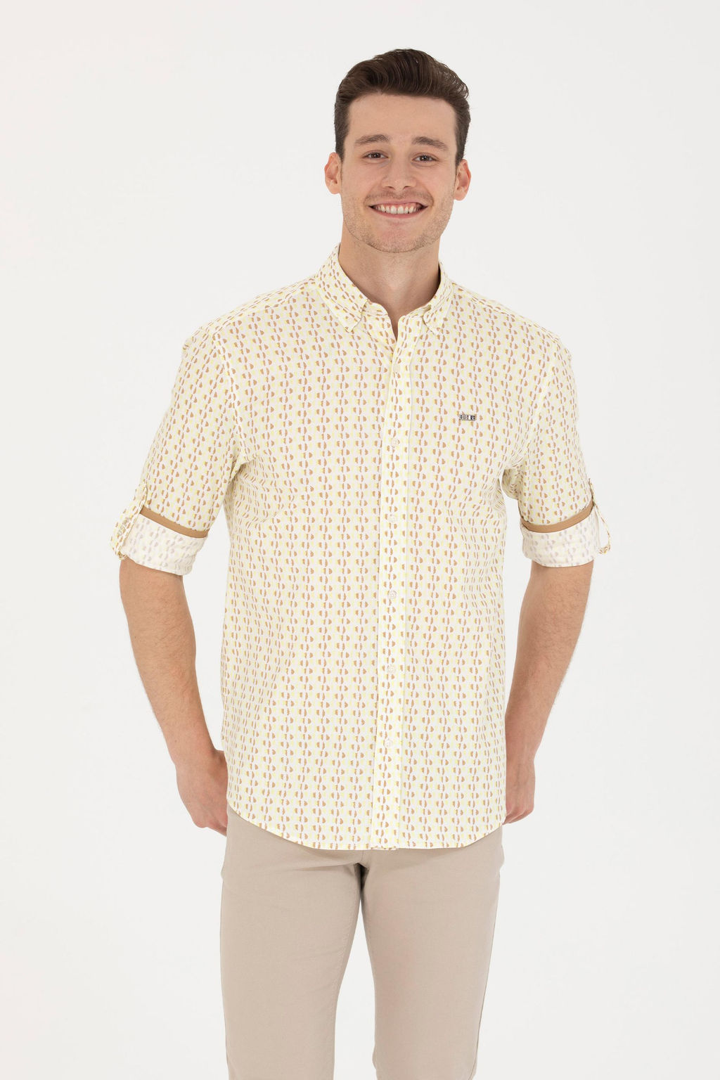 U. S. Polo Assn Мужская светло-желтая рубашка с длинным рукавом - U.s. polo assn фото 15