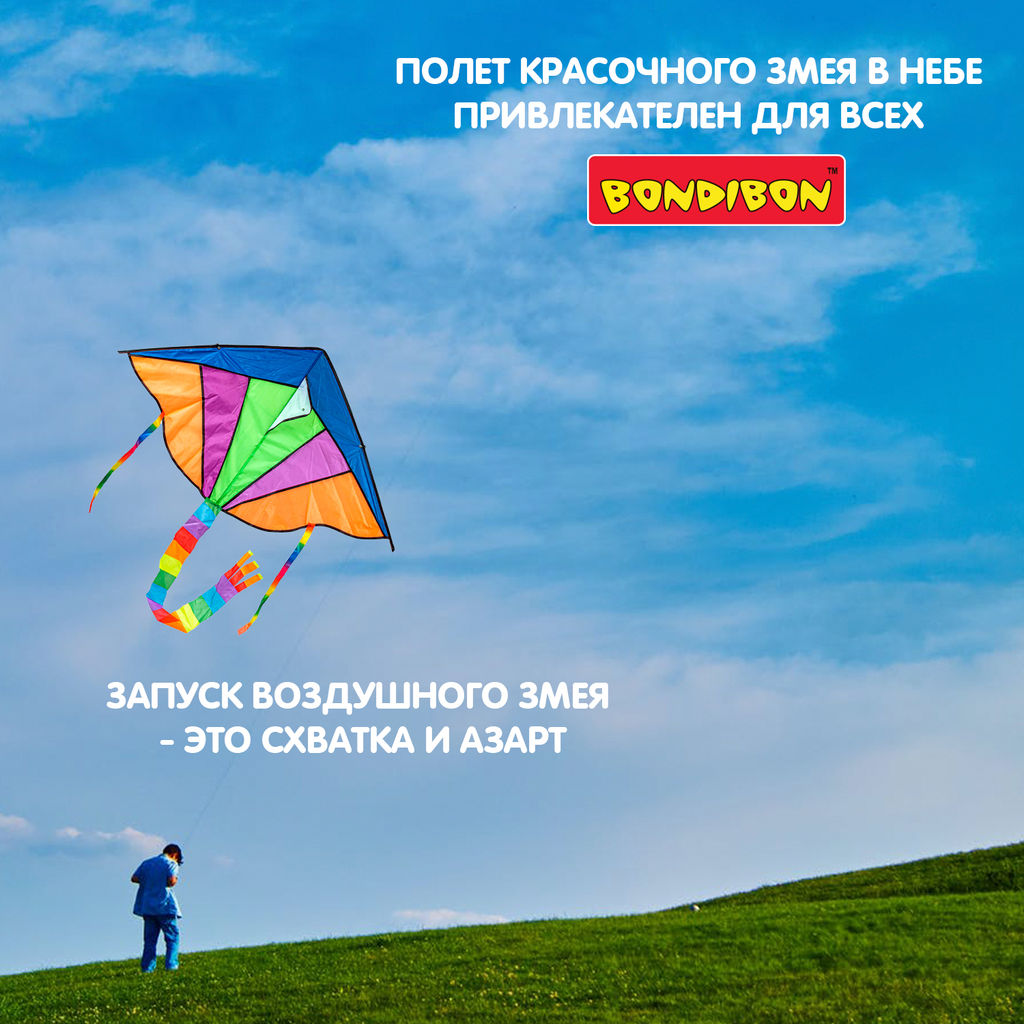 Воздушный змей в пакете 110 см. на леске с катушкой арт. 078