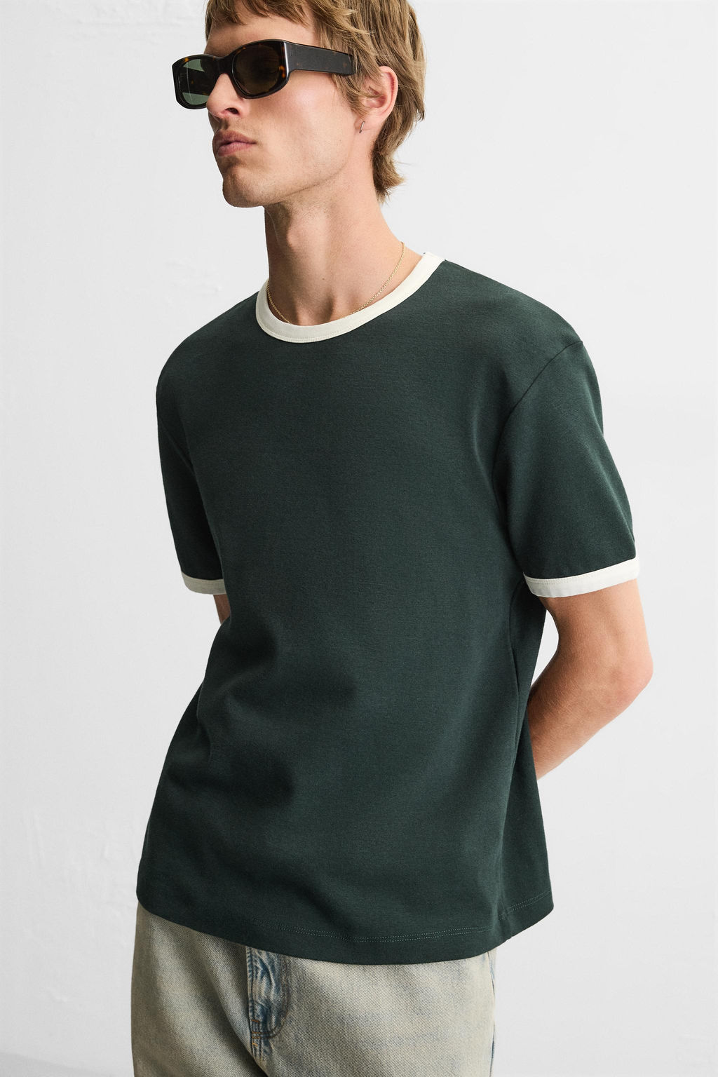 BASIC CONTRAST RIB T-SHIRT - Zara фото 5