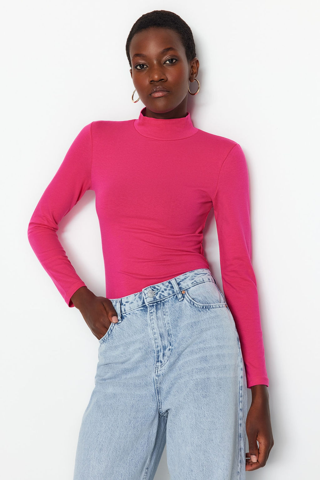 TRENDYOLMILLA Siyah Bal?kc? Yaka C?tc?tl? Orme Body TWOAW21BD0008