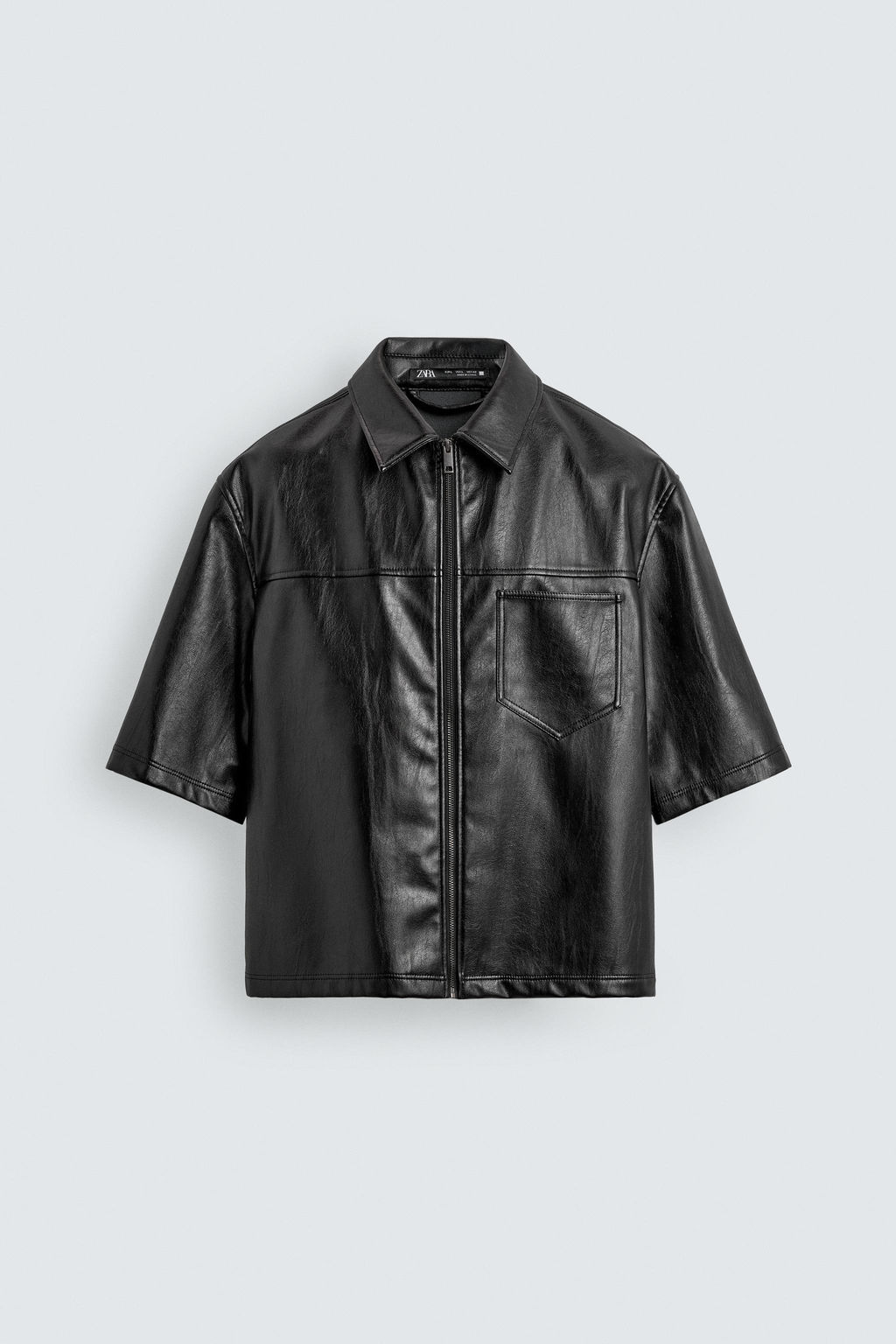 SOBRECAMISA RELAXED FIT EFECTO PIEL / Negro - Zara фото 6