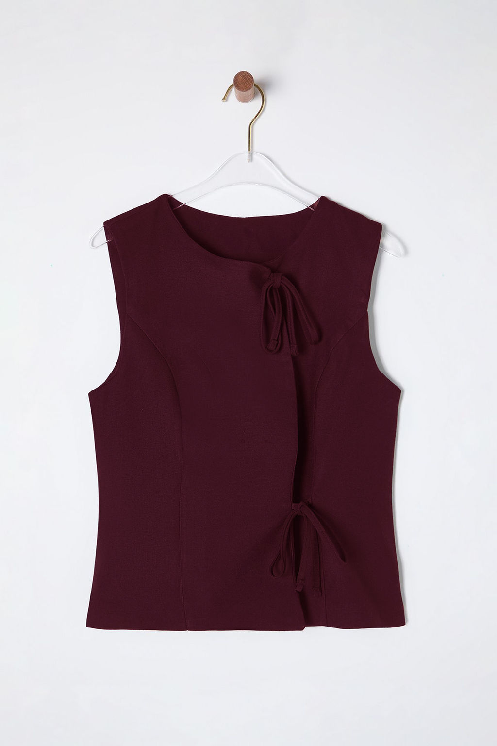 Bordo Regular Dar Kal?p Baglama Detayl? Yelek TWOSS25YE00023