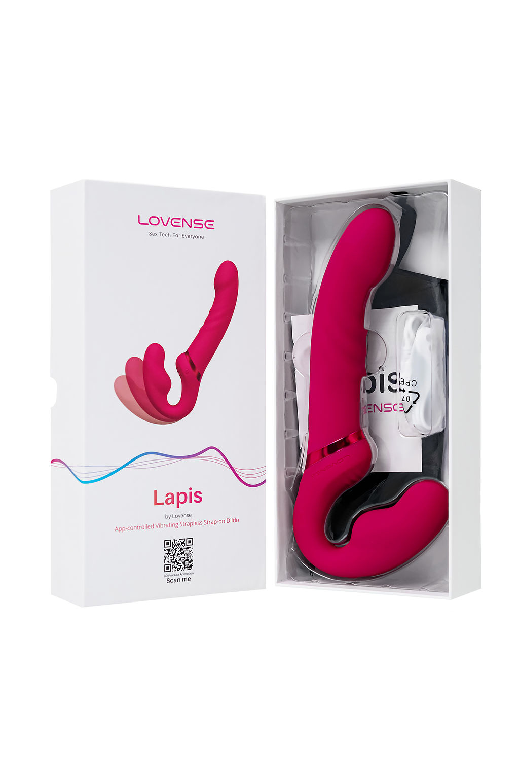 Безремневой страпон LOVENSE Lapis, с вибрацией, силикон, красный, 23 см