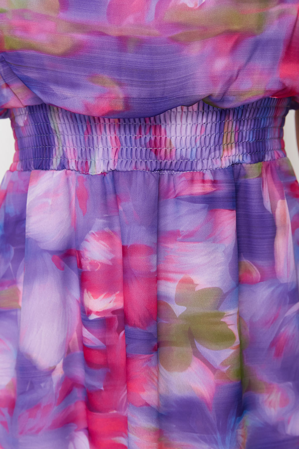 Mor Cicek Desenli A Kesim Sifon Astarl? Maxi Dokuma Elbise TWOSS24EL00661 - Trendyolmilla фото 5