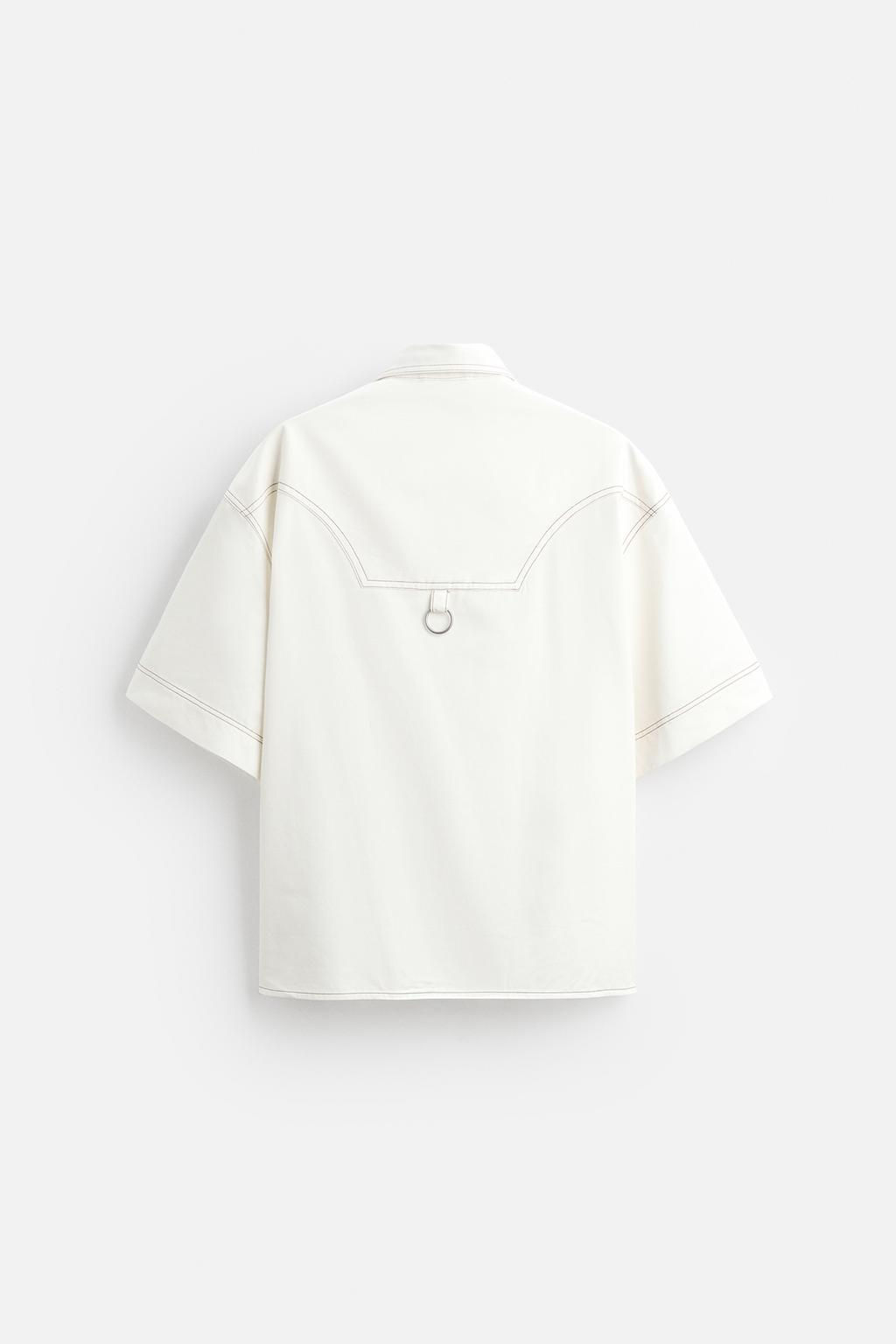 COTTON - LYOCELL TOPSTITCH SHIRT - Zara фото 7