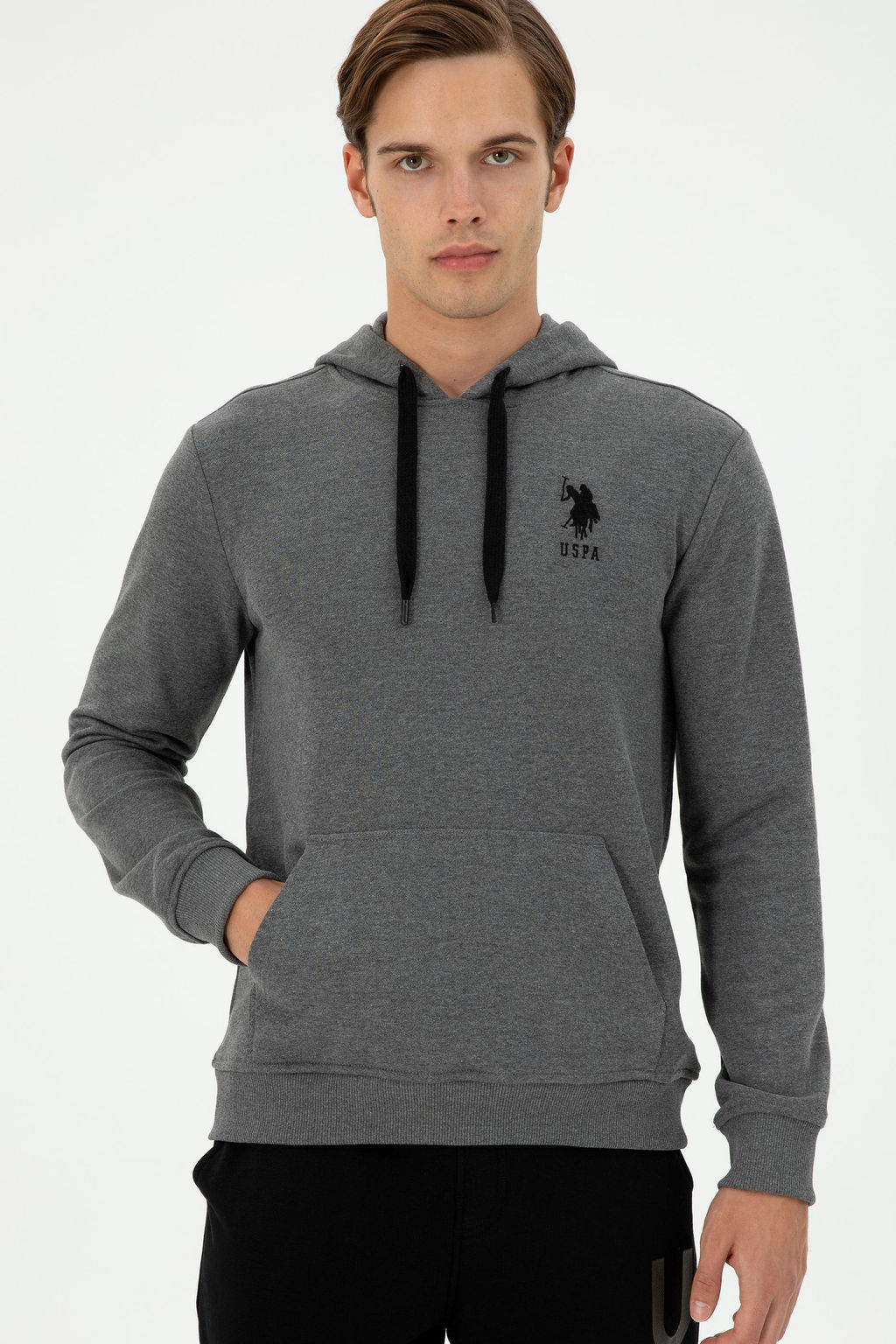 Мужской базовый свитшот антрацитовый меланж - U.s. polo assn фото 3