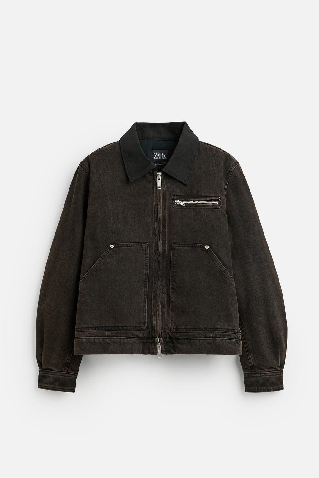 DENIM JACKET WITH CONTRAST COLLAR - Zara фото 6