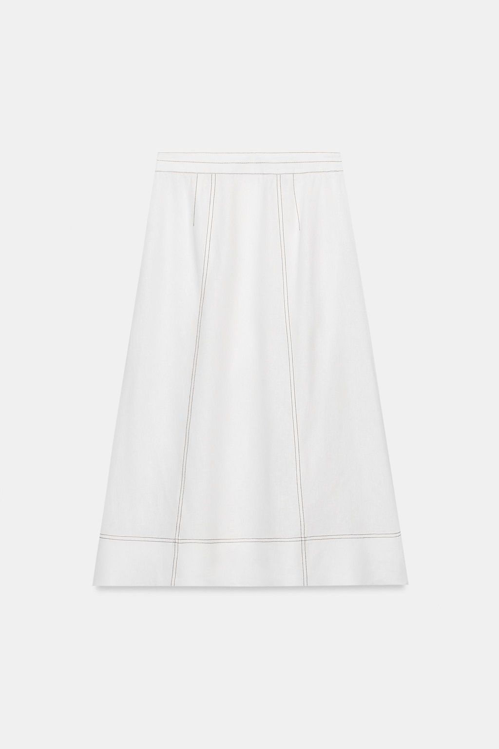 FALDA CRUZADA PESPUNTES CON LINO / Blanco - Zara фото 3
