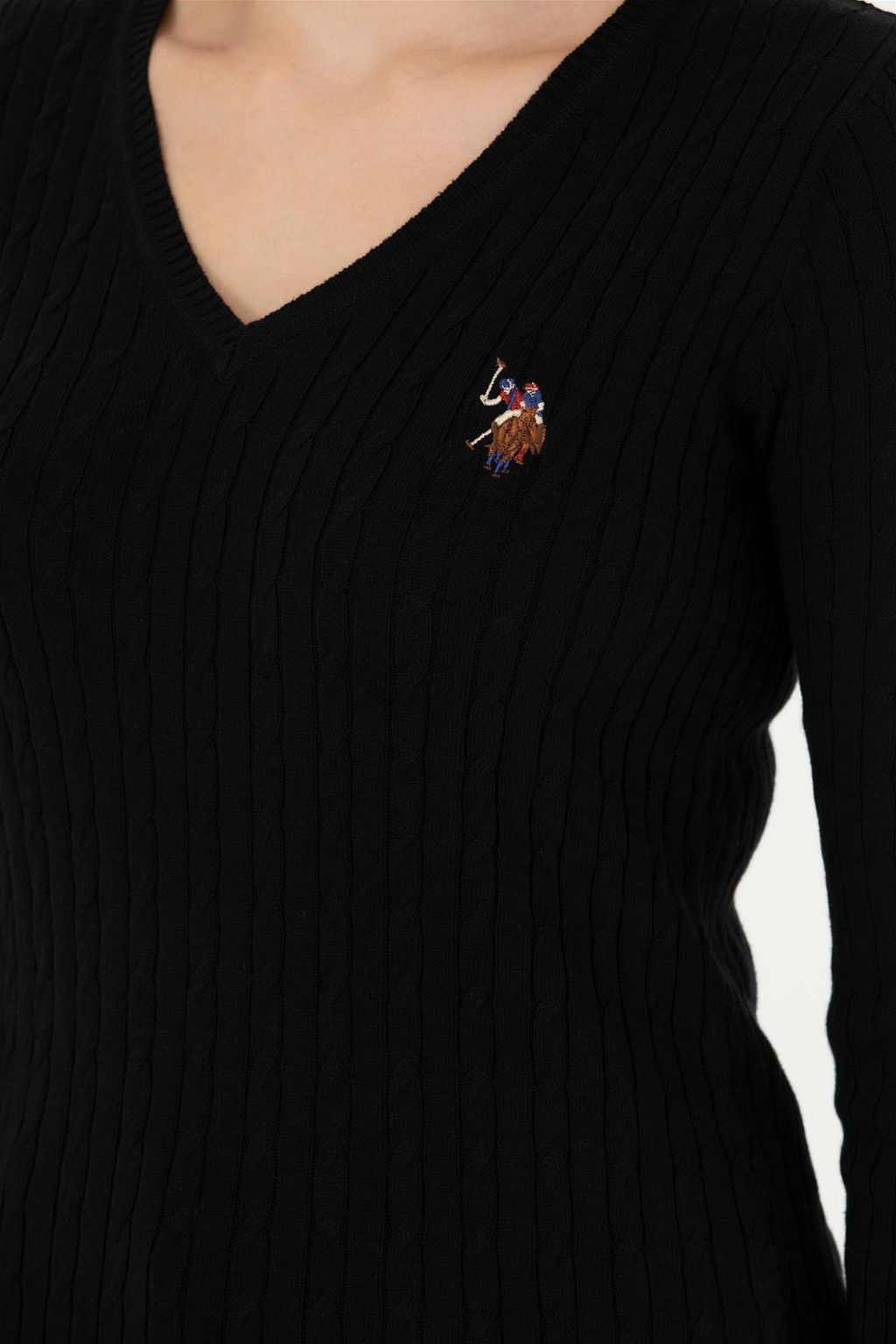 Женский черный базовый свитер с v-образным вырезом Неожиданная скидка в корзине - U.s. polo assn фото 7