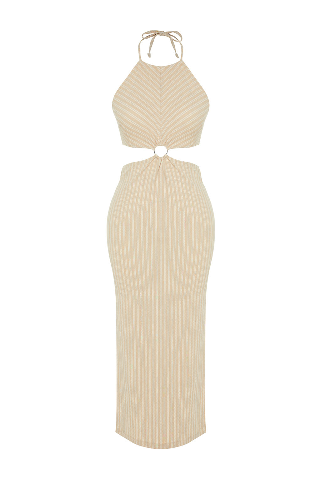 TRENDYOLMILLA Yesil Cizgili Maxi Orme Dokulu Aksesuarl? Plaj Elbisesi TBESS23EL00066 фото 9