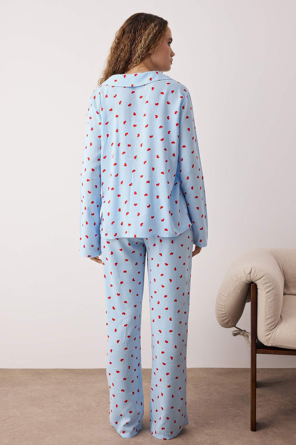 Mavi-Cok Renkli Cizgili Shally Dokuma Pijama Tak?m? THMAW26PT00106 - Trendyolmilla фото 4