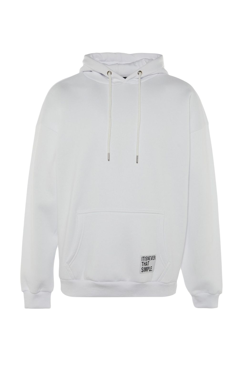 TRENDYOL MAN Beyaz Oversize/Genis Kesim Kapusonlu Etiketli Ici Polar/S?cak Tutan Sweatshirt TMNAW21SW2005 - Trendyolmilla фото 5