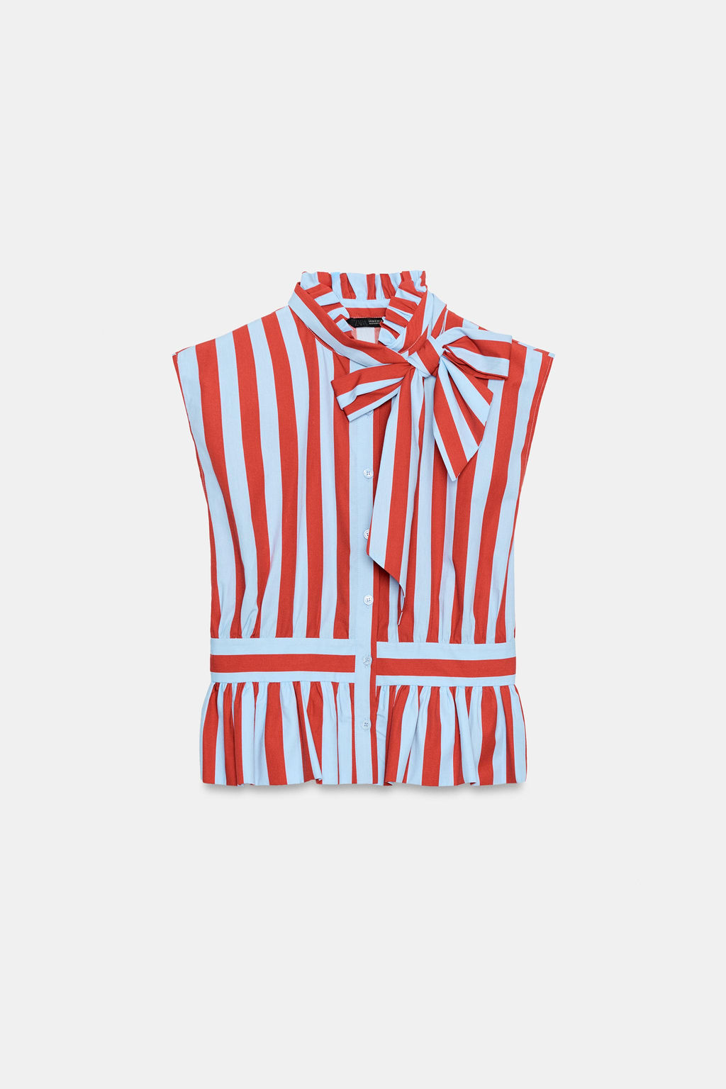 CAMISA RAYAS NUDO MANGA SISA / Raya Roja - Zara фото 7