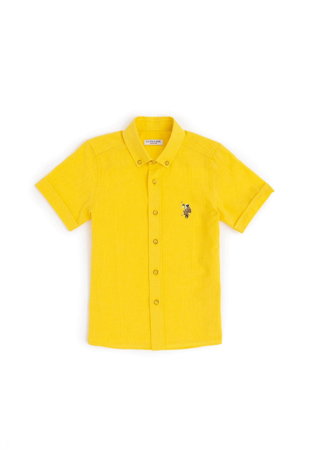 Желтая рубашка с коротким рукавом для мальчика Неожиданная скидка в корзине