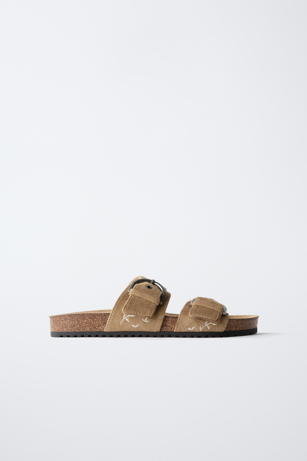 SANDALIA BORDADA DOBLE TIRA / Marr?n