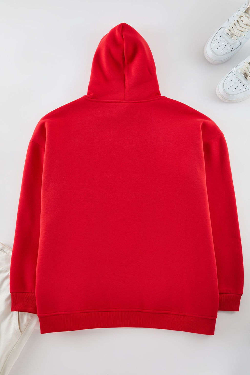 TRENDYOL MAN Buyuk Beden K?rm?z? Oversize/Genis Kesim Kapusonlu Ici Polarl? Sweatshirt TMNAW25AO00005 - Trendyolmilla фото 8