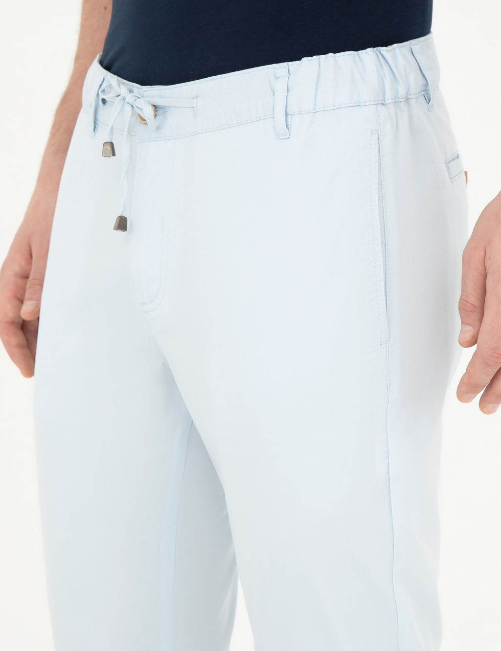 Mavi Slim Fit Beli Lastikli _pli Kanvas Pantolon
