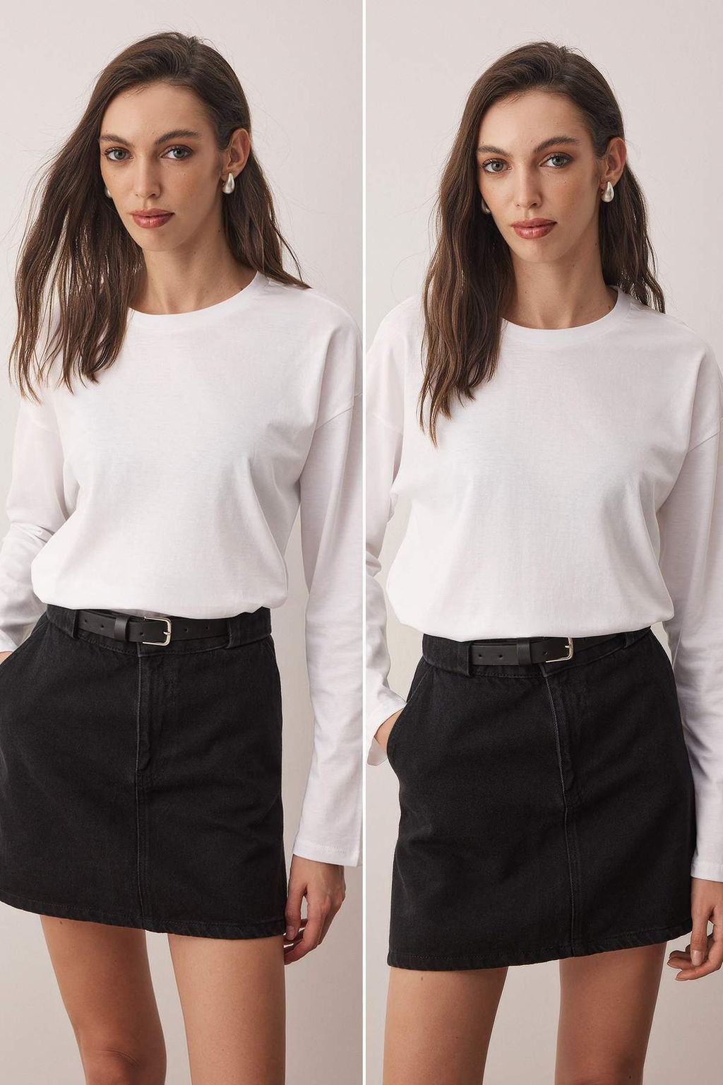 TRENDYOLMILLA Siyah-Beyaz 2li Paket %100 Suprem Oversize/Genis Kesim Orme T-Shirt TWOAW25TS00004  фото 12