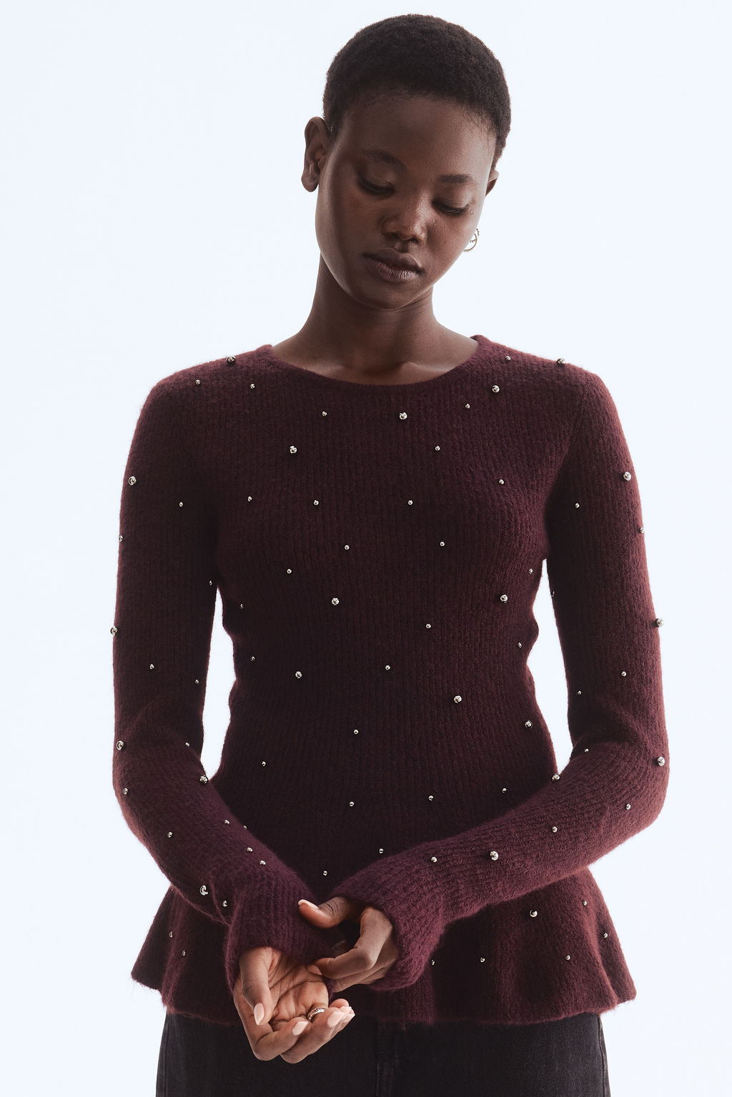 Top de peplum con cuentas decorativas - H&m фото 7