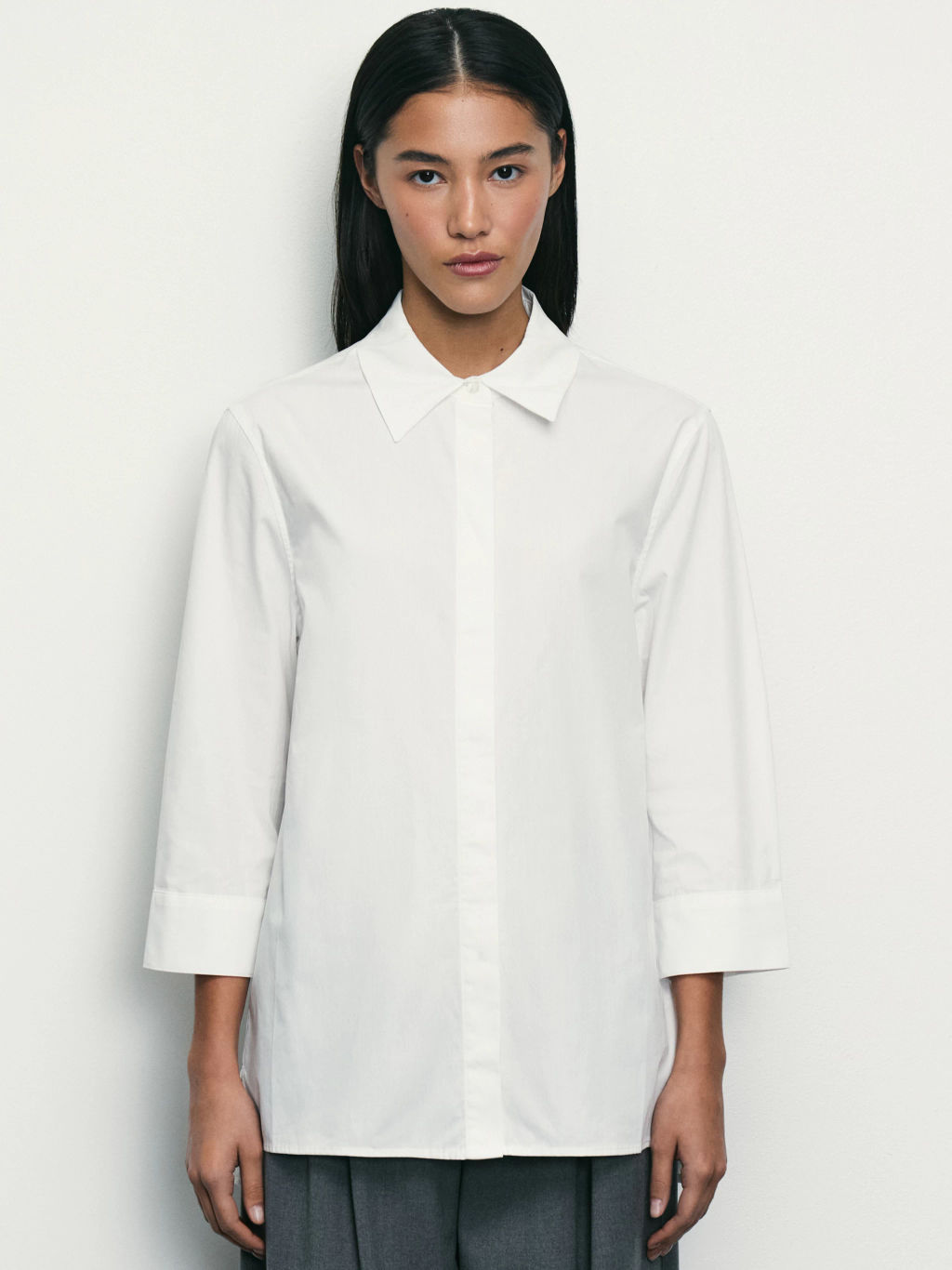 Рубашка из хлопка с рукавом 7/8 / Zarina фото 3