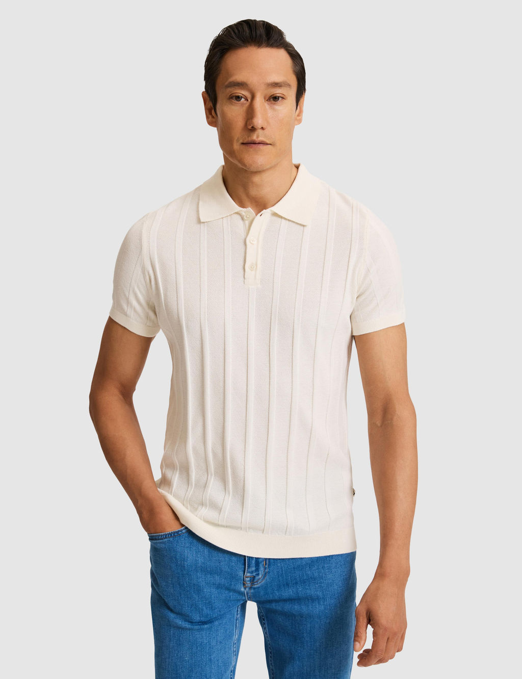 Ekru Slim Fit Pamuk Kar___ml_ Polo Yaka Triko T-shirt